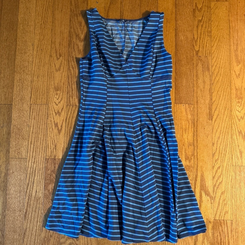 Peter Som Blue Striped Midi Dress Womens Size 12